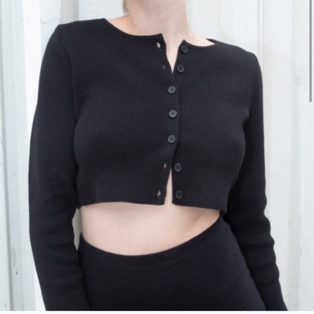 Brandy Melville Cropped Black Cardigan